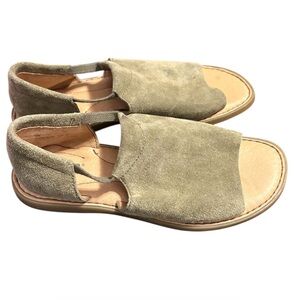 Born Light Olive Suede Pull On Flat Sandals